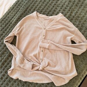 SO Light Beige Waffle Knit Top
